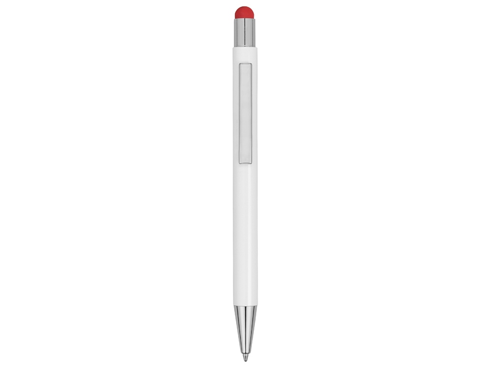 Ручка металлическая шариковая «Flowery» со стилусом и цветным зеркальным слоем, белый/красный