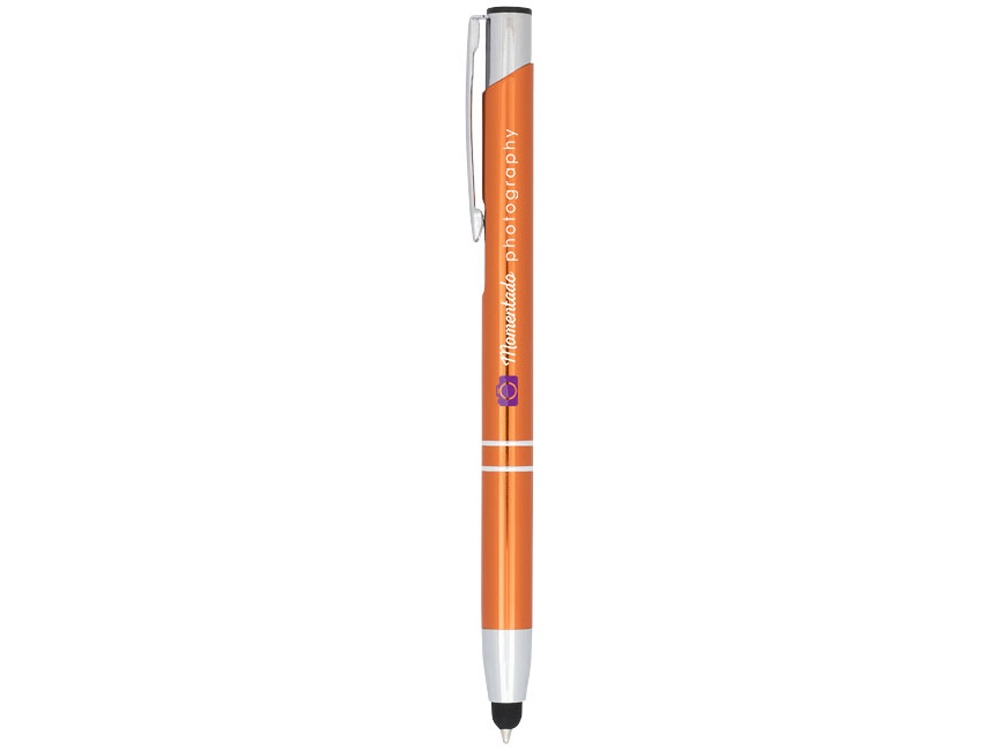 Шариковая кнопочная ручка-стилус Moneta из анодированного алюминия, оранжевый