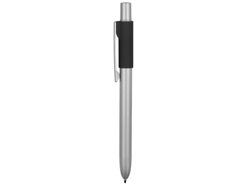 Ручка металлическая шариковая «Bobble» с силиконовой вставкой, серый/черный