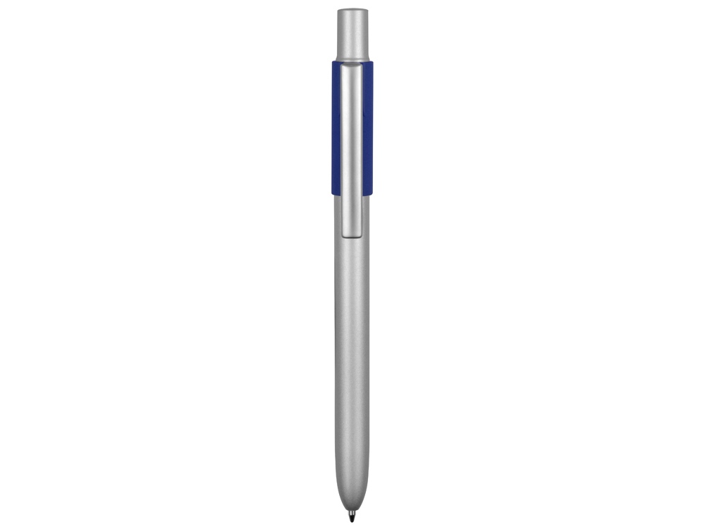Ручка металлическая шариковая «Bobble» с силиконовой вставкой, серый/синий